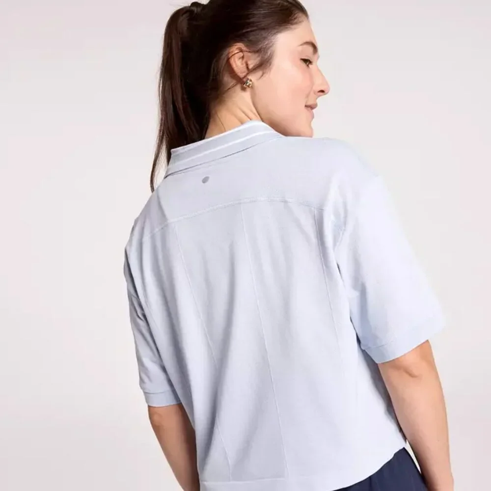 Calia Women's Seamless Tipped Polo in Pale Blue NWT - Picture 3 of 12